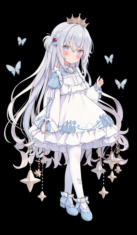 324409-392017854-bug, butterfly, 1girl, blue_butterfly, very_long_hair, long_hair, dress, butterfly_on_hand, solo, white_background, white_dress,.png